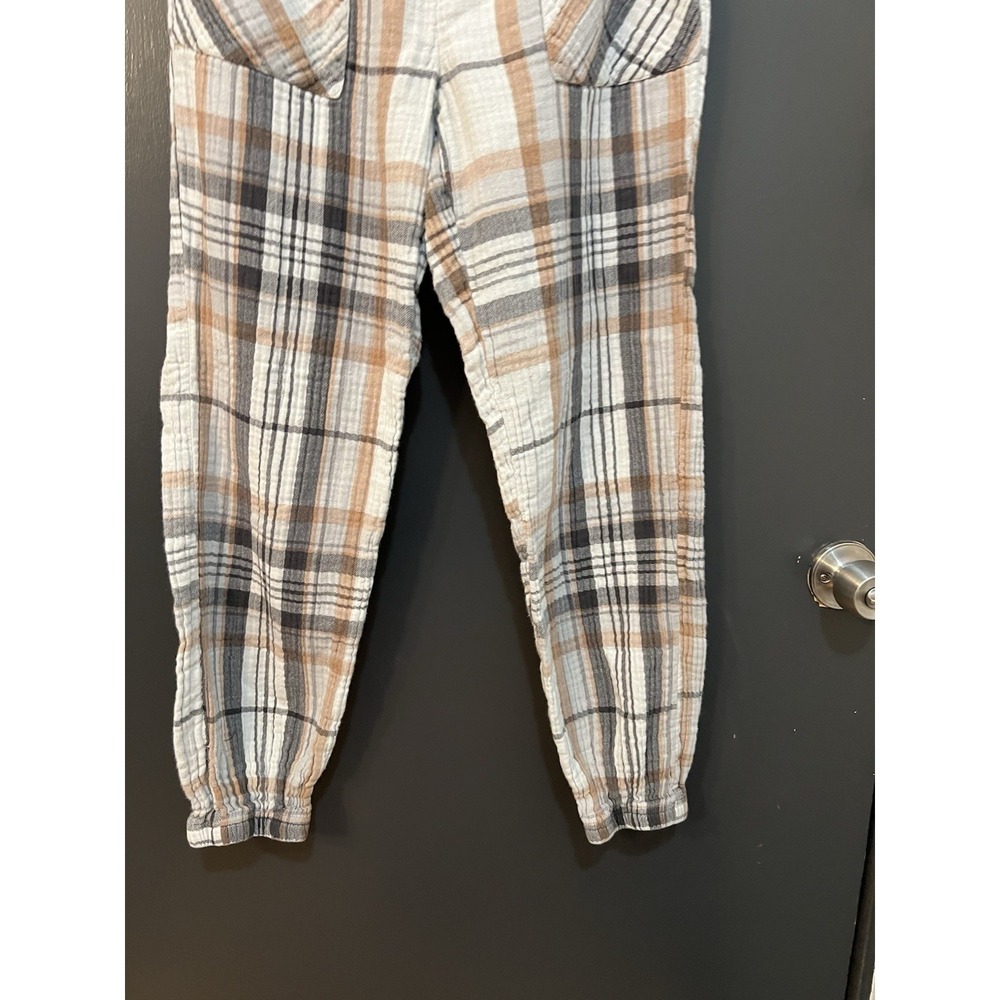 Aerie Women Sz S Plaid Cozy Lounge High Rise Soft Gauze Pajama Jogger Pants - Picture 3 of 5